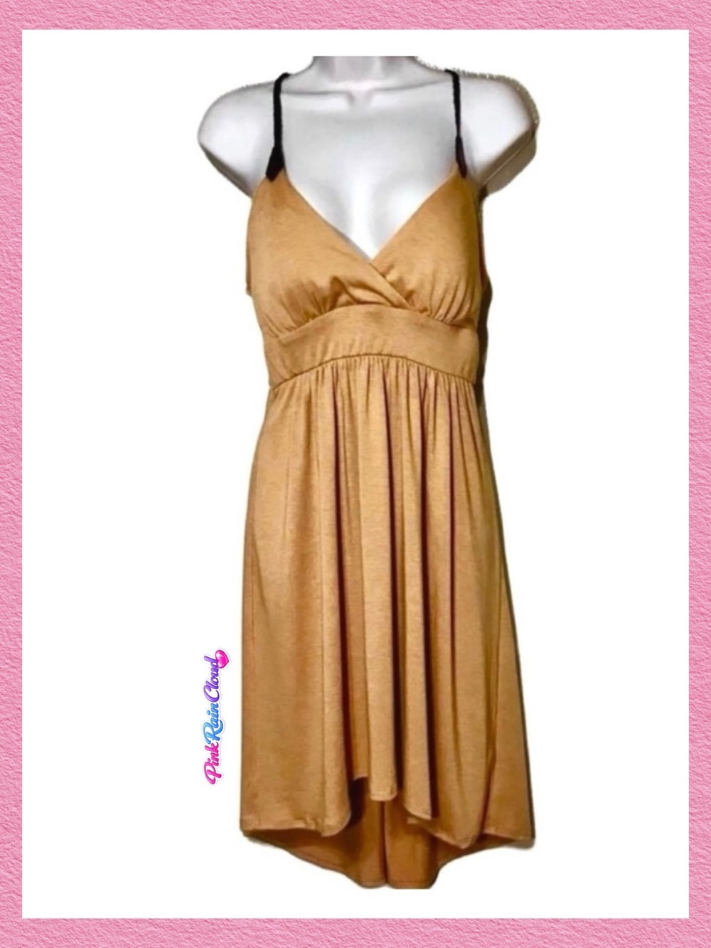 JFW Tan 90s Empire Waist Midi Sun Dress Women Small Cross Back